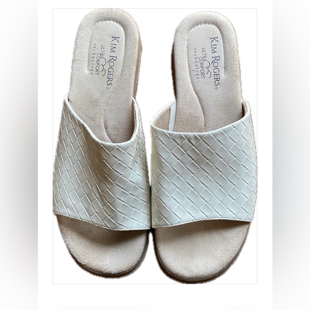 Kim Rogers Cream Woven Slide Mules